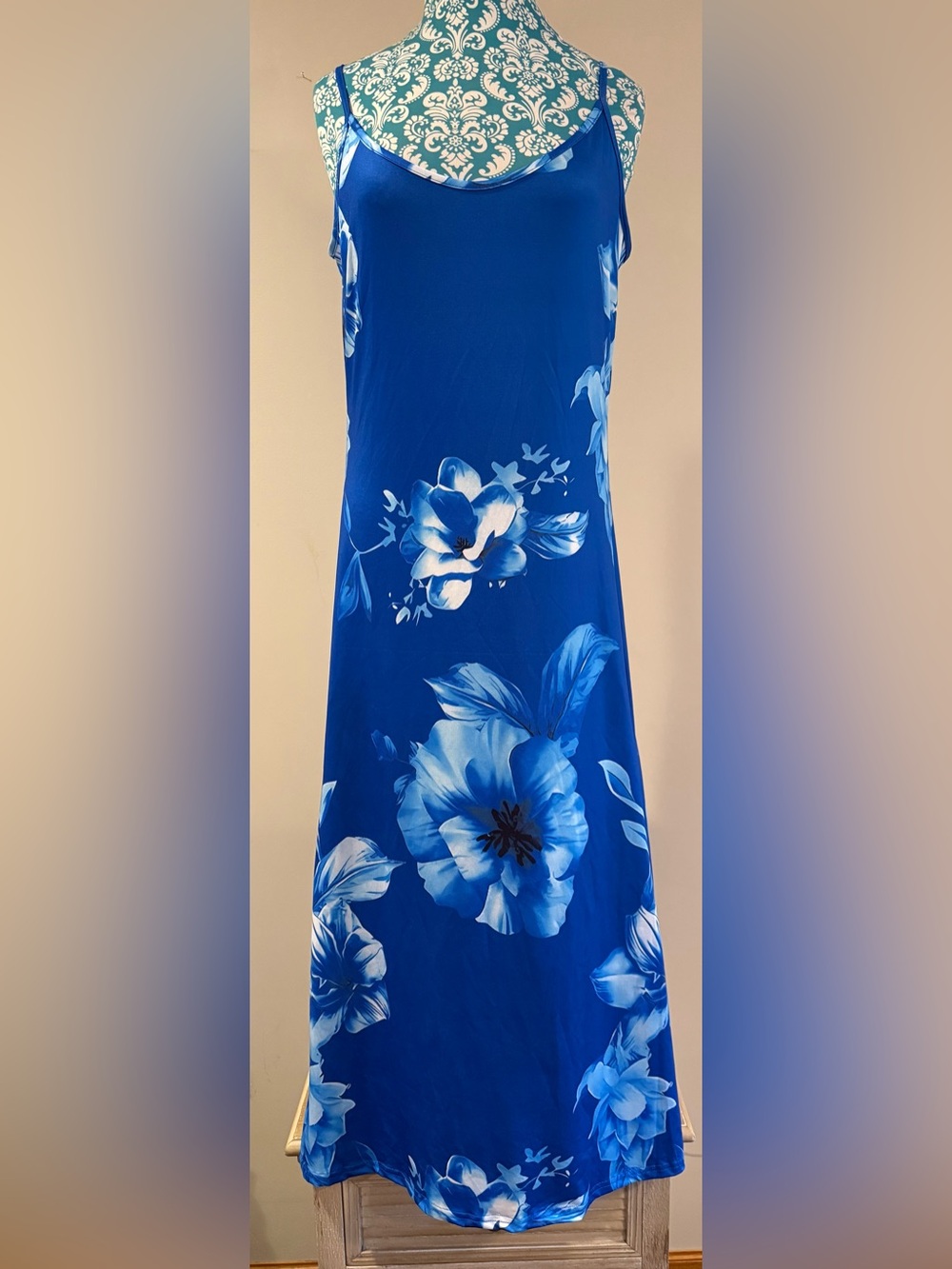 Floral Maxi Dress - Blue & White Floral